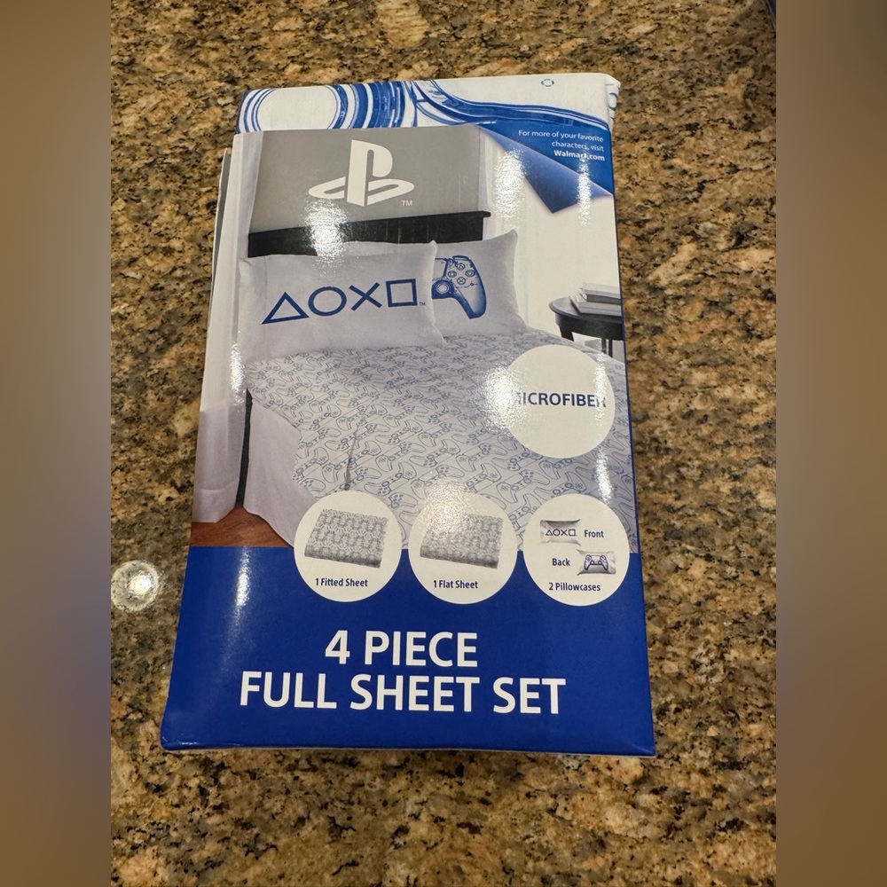 Sony Playstation Kids 4-Piece Full Sheet Set, Microfiber, White